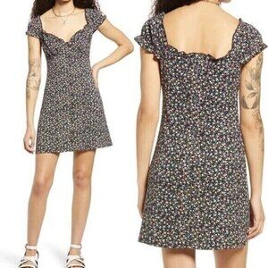 Bp Nordstrom black floral mini dress sz XLarge cap sleeve